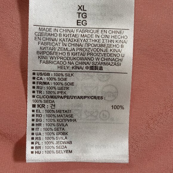 Banana Republic 100% Silk Top Blouse Women's XL Pink Semi Sheer Long Sleeve - Picture 9 of 10